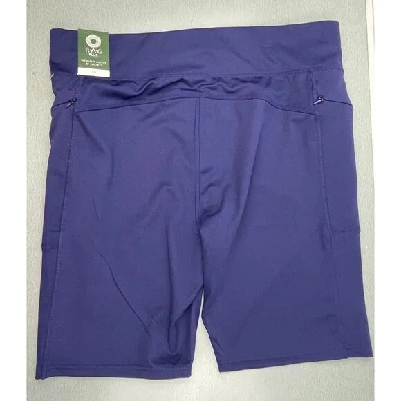 RAG Plus Navy Blue Womens High Waist 9" Inseam Shorts Stretch Zip Pockets 3X - Picture 7 of 11